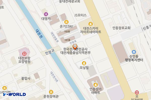 한국전기안전공사 대전세종충남본부 위치 지도 — 대전광역시 동구 인창로 54