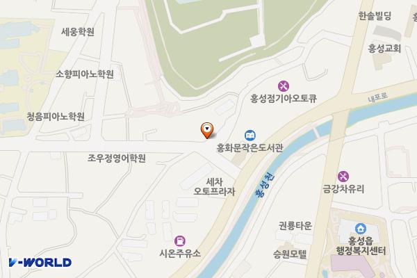 홍주성 옆 오관리 쌈지주차장 위치 지도 — 충청남도 홍성군 홍성읍 오관리 422-10