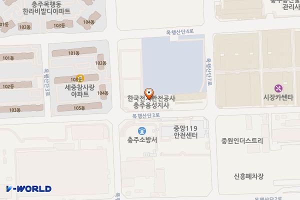 한국전기안전공사 충주음성지사 위치 지도 — 충청북도 충주시 목행산단3로 33