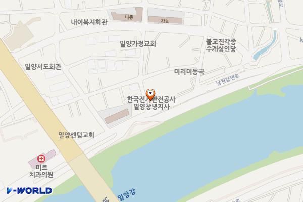 한국전기안전공사 밀양창녕지사 위치 지도 — 경상남도 밀양시 남천강변로 17
