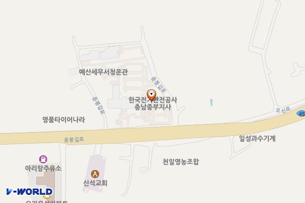 전기안전공사 충남중부지사 위치 지도 — 충청남도 예산군 오가면 윤봉길로 1889