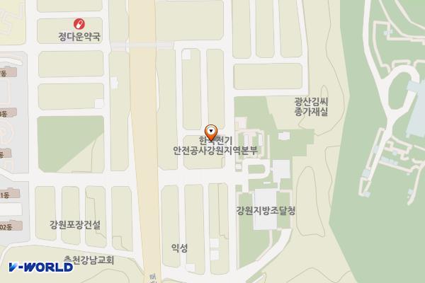 한국전기안전공사 강원지역본부 위치 지도 — 강원특별자치도 춘천시 칠전동길 29