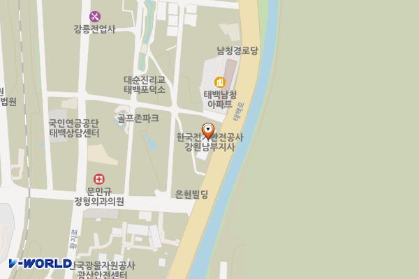 한국전기안전공사 강원남부지사 위치 지도 — 강원특별자치도 태백시 태백로 1014