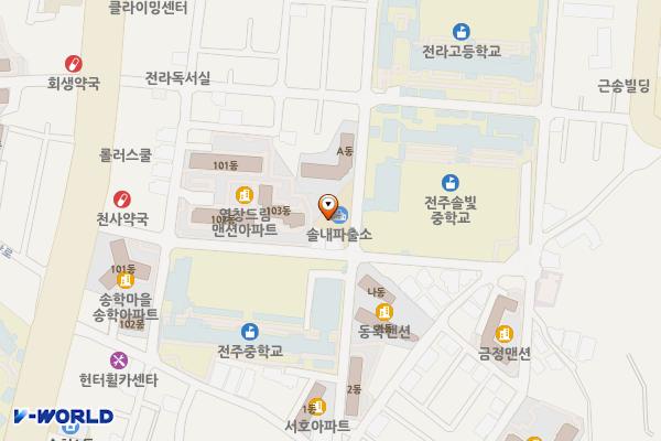 전북전주솔내파출소 위치 지도 — 전북특별자치도 전주시 덕진구 솔내6길 23