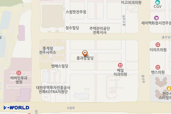 전주신시가지보훈청공영주차장 위치 지도 — 전북특별자치도 전주시 완산구 효자동2가 1243-1