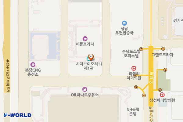 경기성남월드쇼핑A(CGV오리역) B동 위치 지도 — 경기도 성남시 분당구 탄천상로151번길 20