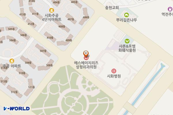 시화병원 외래주차장 위치 지도 — 경기도 시흥시 옥구천동로374번길 83