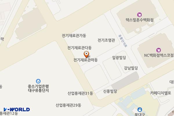 대구유통단지 전기재료관 위치 지도 — 대구광역시 북구 유통단지로 38