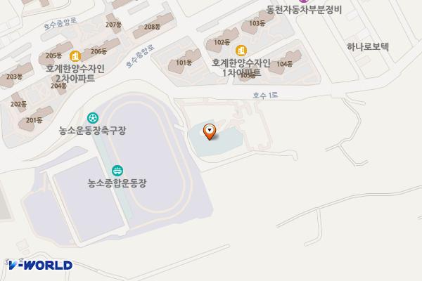 울산광역시북구시설관리공단(호계문화체육센터) 위치 지도 — 울산광역시 북구 호수1로 18
