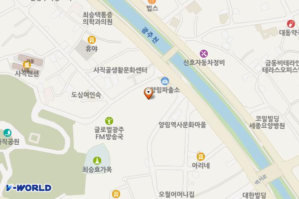 광주음악산업진흥센터 위치 지도 — 전남광주통합특별시 남구 사직길 17