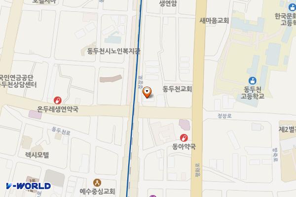 동두천중앙역→보산역 방향 일방통행로 위치 지도 — 경기도 동두천시 정장로 55