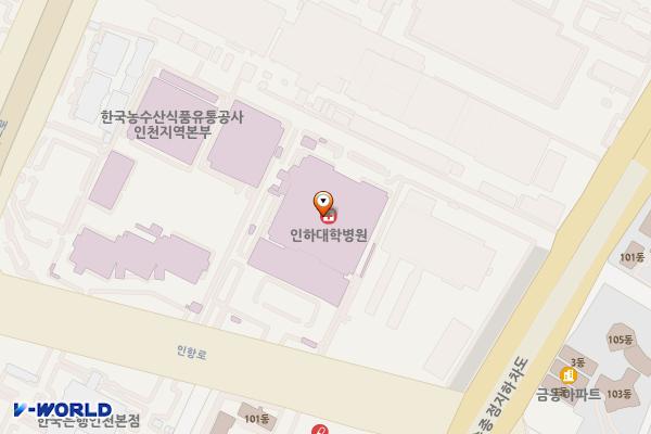 인하대학교 의과대학 부속병원 위치 지도 — 인천광역시 제물포구 인항로 27