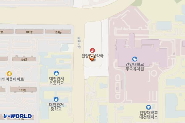 ㈜ 해피앤리치개발 위치 지도 — 대전광역시 서구 관저동로 162