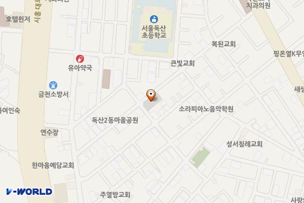 씨어스_독산2동 마을공원 위치 지도 — 서울특별시 금천구 시흥대로98길 27