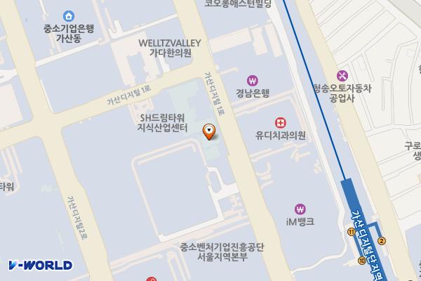 서울시보조금_한국건설생활환경시험연구원 위치 지도 — 서울특별시 금천구 가산디지털1로 199