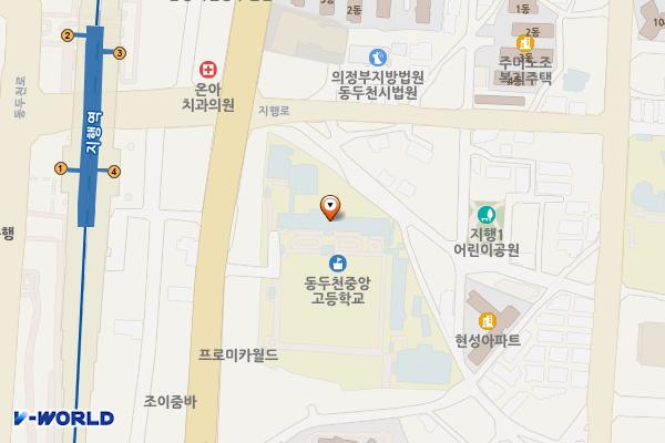 동두천중앙고 후문 앞 위치 지도 — 경기도 동두천시 평화로 2280