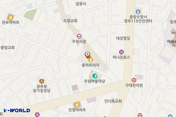 용마프라자상가관리위원회 위치 지도 — 서울특별시 중랑구 봉우재로71길 18