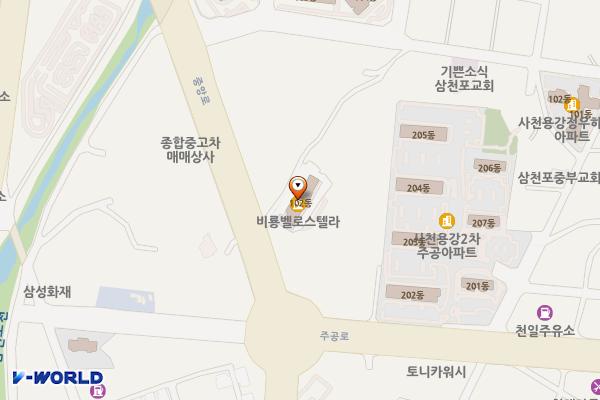 사천비룡벨로스텔라관리단 위치 지도 — 경상남도 사천시 중앙로 238