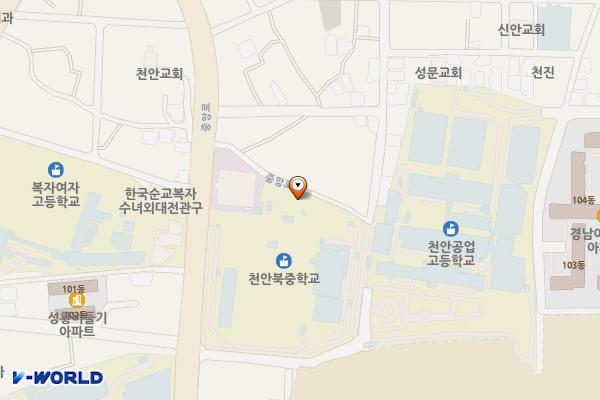 천안북중학교 위치 지도 — 충청남도 천안시 동남구 중앙로 188