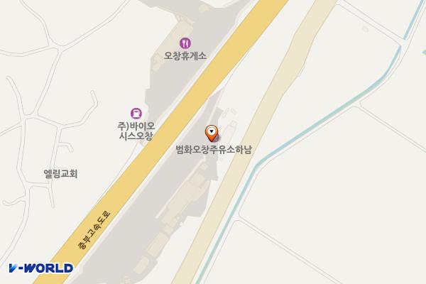 오창휴게소(하남방향) 위치 지도 — 충청북도 청주시 청원구 오창읍 중부고속도로 22