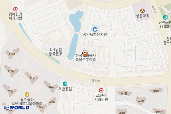 충북직할(공용) 위치 지도 — 충청북도 청주시 서원구 구룡산로 51
