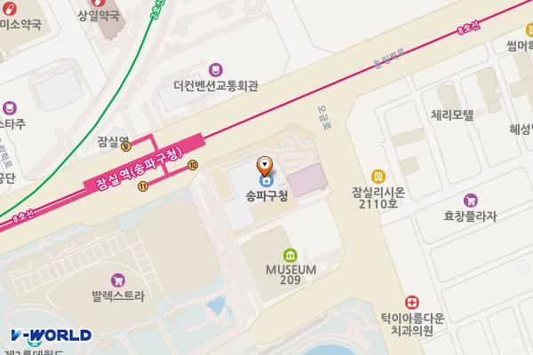 송파구청 위치 지도 — 서울특별시 송파구 신천동 29-5 송파구청 앞