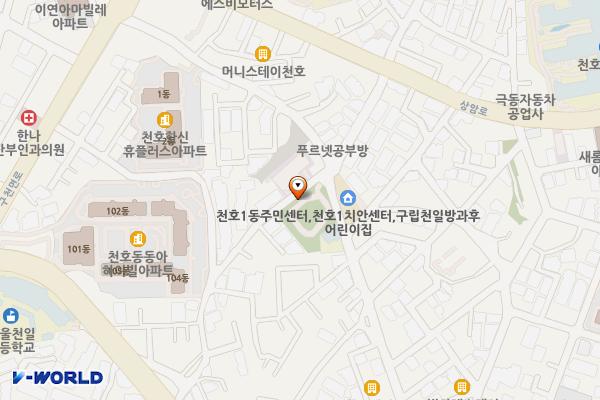 천호1동 공영주차장 위치 지도 — 서울특별시 강동구 구천면로 42길 60(천호동)