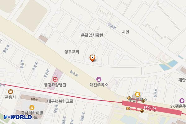 방촌천 복개주차장 위치 지도 — 대구광역시 동구 검사동 957-11