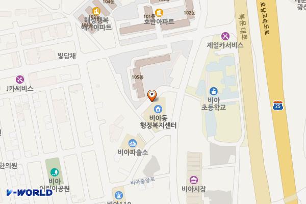 비아동 주민센터 위치 지도 — 전남광주통합특별시 광산구 비아동 105