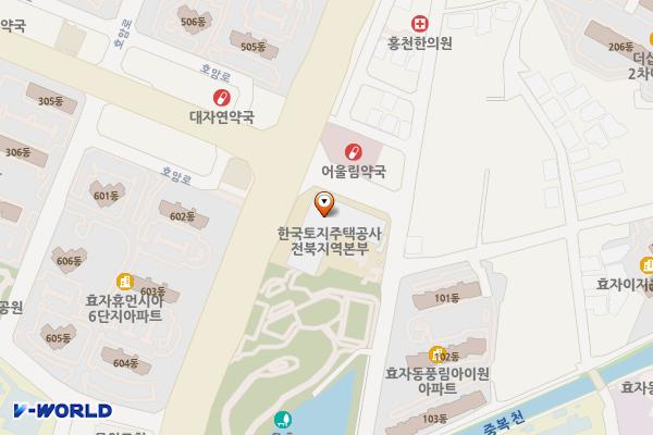 LH전북본부 위치 지도 — 전북특별자치도 전주시 완산구 홍산로 158