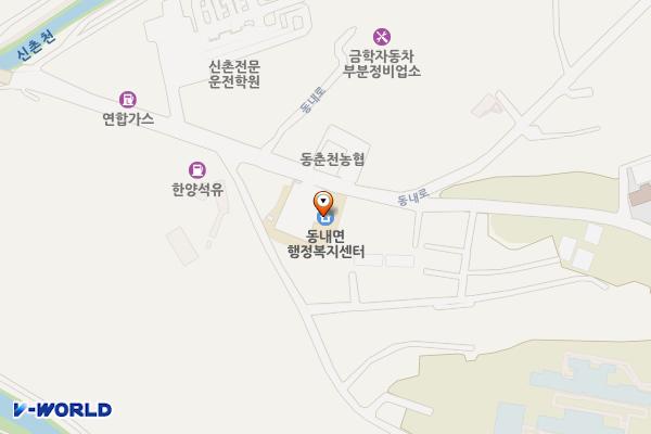 동내면사무소 위치 지도 — 강원특별자치도 춘천시 동내면 동내로 78