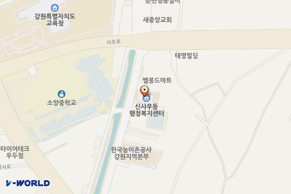 신사우동사무소 위치 지도 — 강원특별자치도 춘천시 사우4길 28