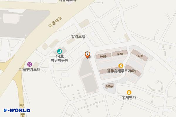 홍제동 공영주차장 위치 지도 — 강원특별자치도 강릉시 홍제동 156