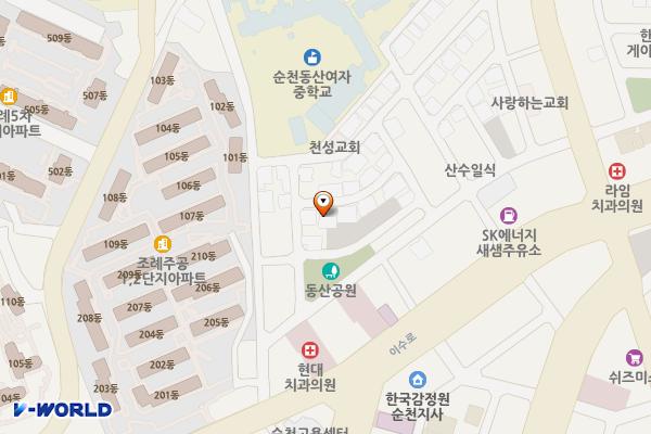 왕지수매골 주차장 위치 지도 — 전남광주통합특별시 순천시 조례동 1807