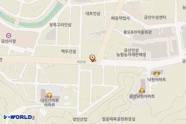 금산수삼센터주차장 위치 지도 — 충청남도 금산군 금산읍 중도리 565-1