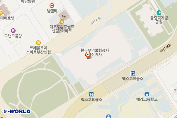 벡스코 제2전시장 지하주차장 위치 지도 — 부산광역시 해운대구 APEC로 55