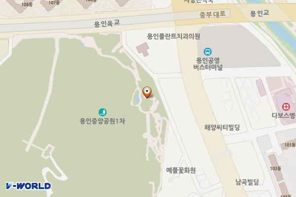 용인중앙공원 위치 지도 — 경기도 용인시 처인구 백옥대로1081번길 5-2