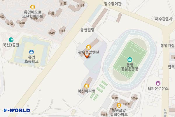 통영 충무체육관 위치 지도 — 경상남도 통영시 북문2길 34