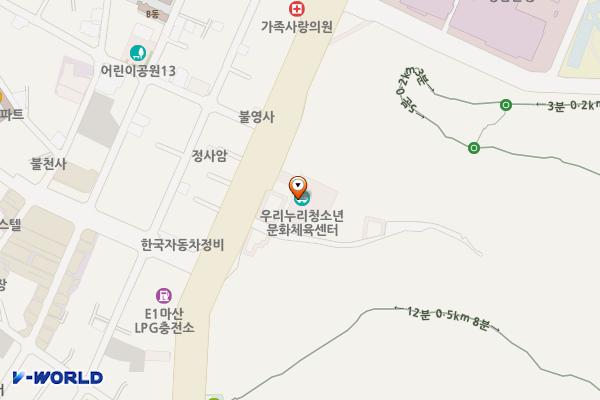 우리누리청소년문화센터 위치 지도 — 경상남도 창원시 마산회원구 팔용로 128