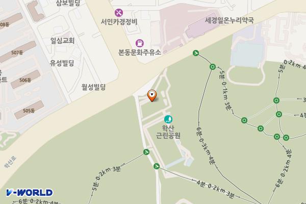 학산근린공원삼거리주차장 위치 지도 — 대구광역시 달서구 학산로 104-11