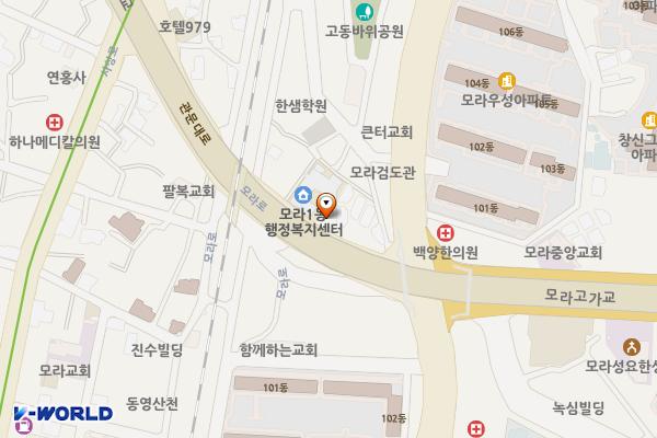 모라1동행정복지센터 부설주차장 위치 지도 — 부산광역시 사상구 모라로 93