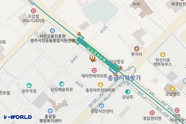 금남배전스테이션 위치 지도 — 전남광주통합특별시 동구 금남로 198
