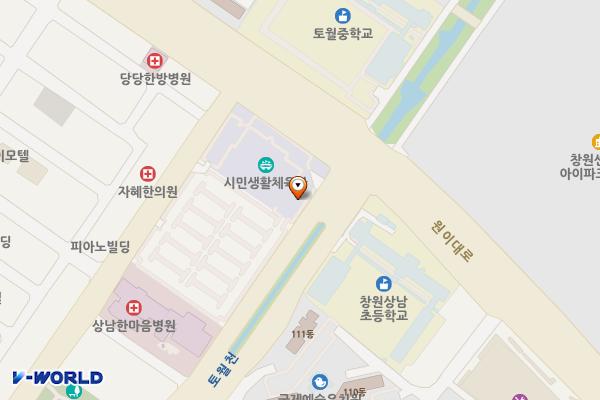 시민생활체육관 뒤 공영주차장 위치 지도 — 경상남도 창원시 성산구 원이대로 692