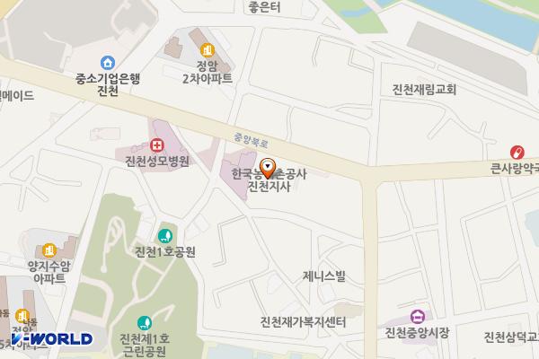 한국농어촌공사 진천지사 위치 지도 — 충청북도 진천군 진천읍 중앙북로 38