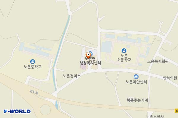 노은면 행정복지센터 위치 지도 — 충청북도 충주시 노은면 연하중앙길 15