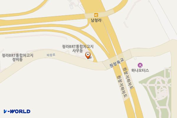 청라 BRT 통합차고지 위치 지도 — 인천광역시 서해구 파랑로 105