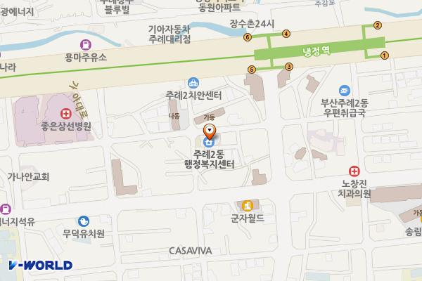 주례2동 행정복지센터 위치 지도 — 부산광역시 사상구 주례로10번길 15