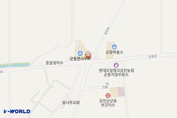 군동면사무소 민원인주차장 위치 지도 — 전남광주통합특별시 강진군 군동면 진흥로 315