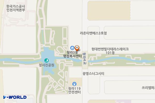 청라 3동 행정복지센터 위치 지도 — 인천광역시 서해구 청라한내로 77