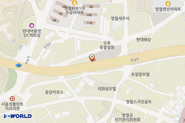 영월 서부시장 제2주차장 위치 지도 — 강원특별자치도 영월군 영월읍 하송안길 44